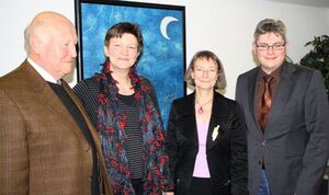 Von links Hans Lambacher, Saskia Esken, Abgeordnete Evelyne Gebhardt und Tobias Frommann